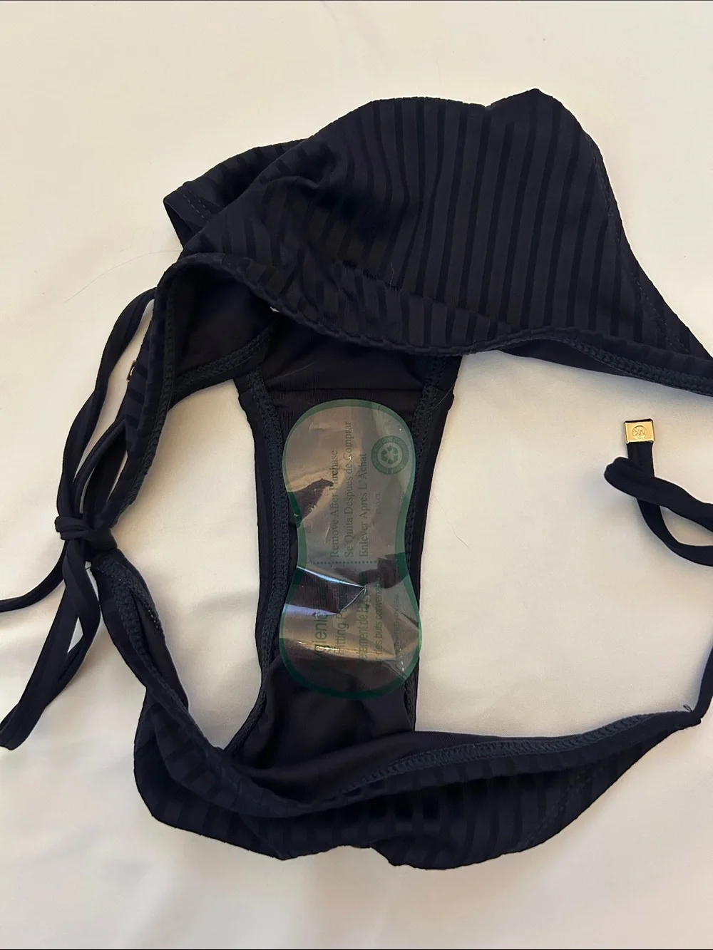 Michael Kors Navy Ribbed Tie-Side Triangle Bikini